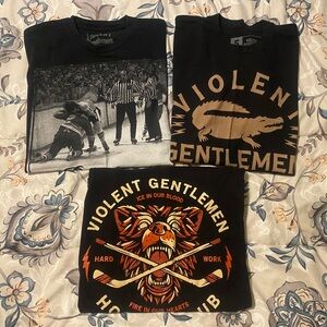 Lot of 3 Violent Gentlemen Hockey t-shirts